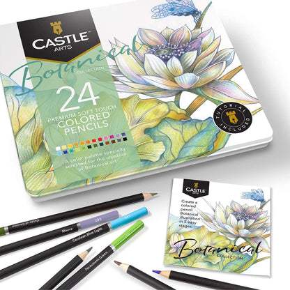 Set di 24 matite colorate botaniche e 2 quaderni di schizzi per artisti