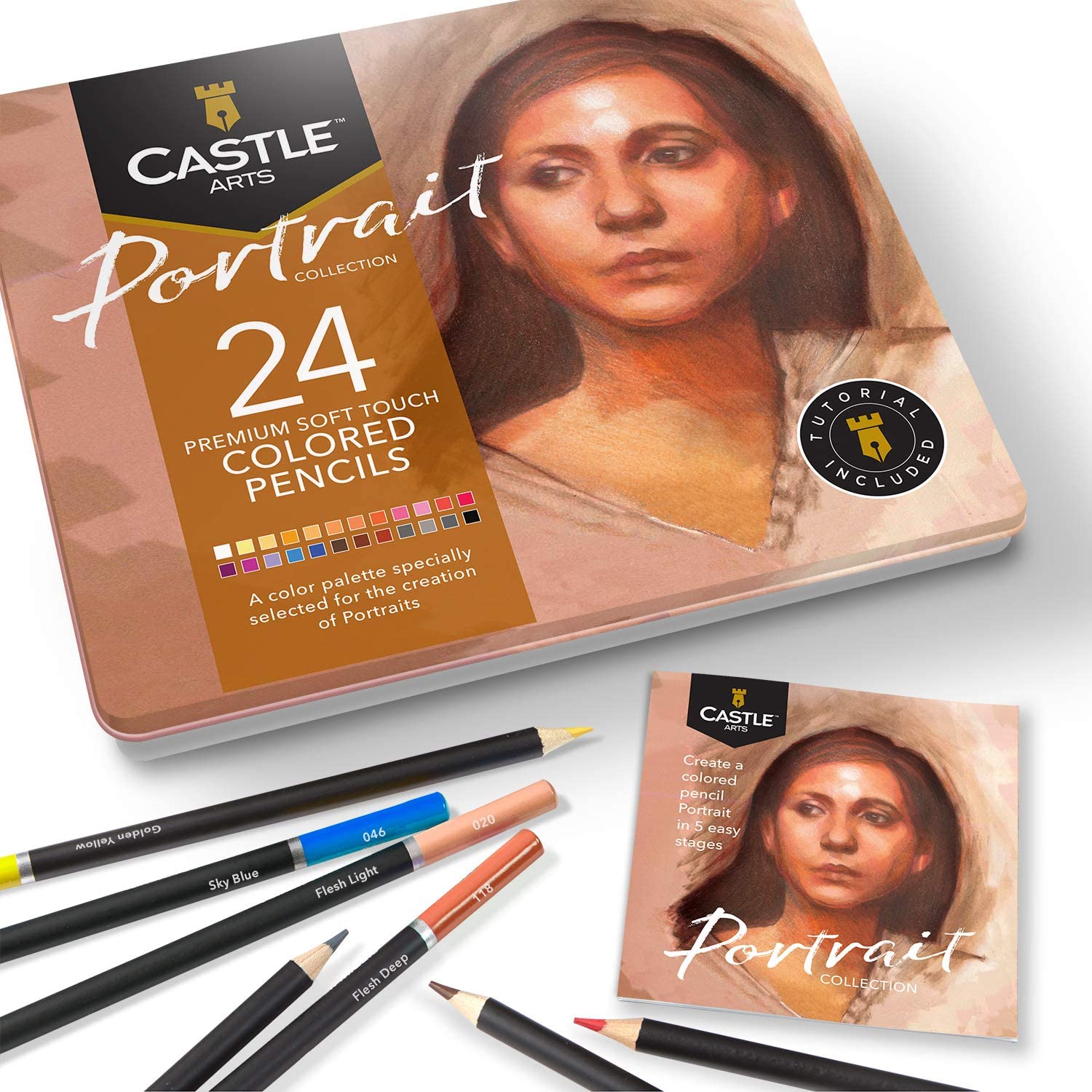 48 Pièces Crayons de Couleur Portrait & Paysage Marin Palette Ensemble