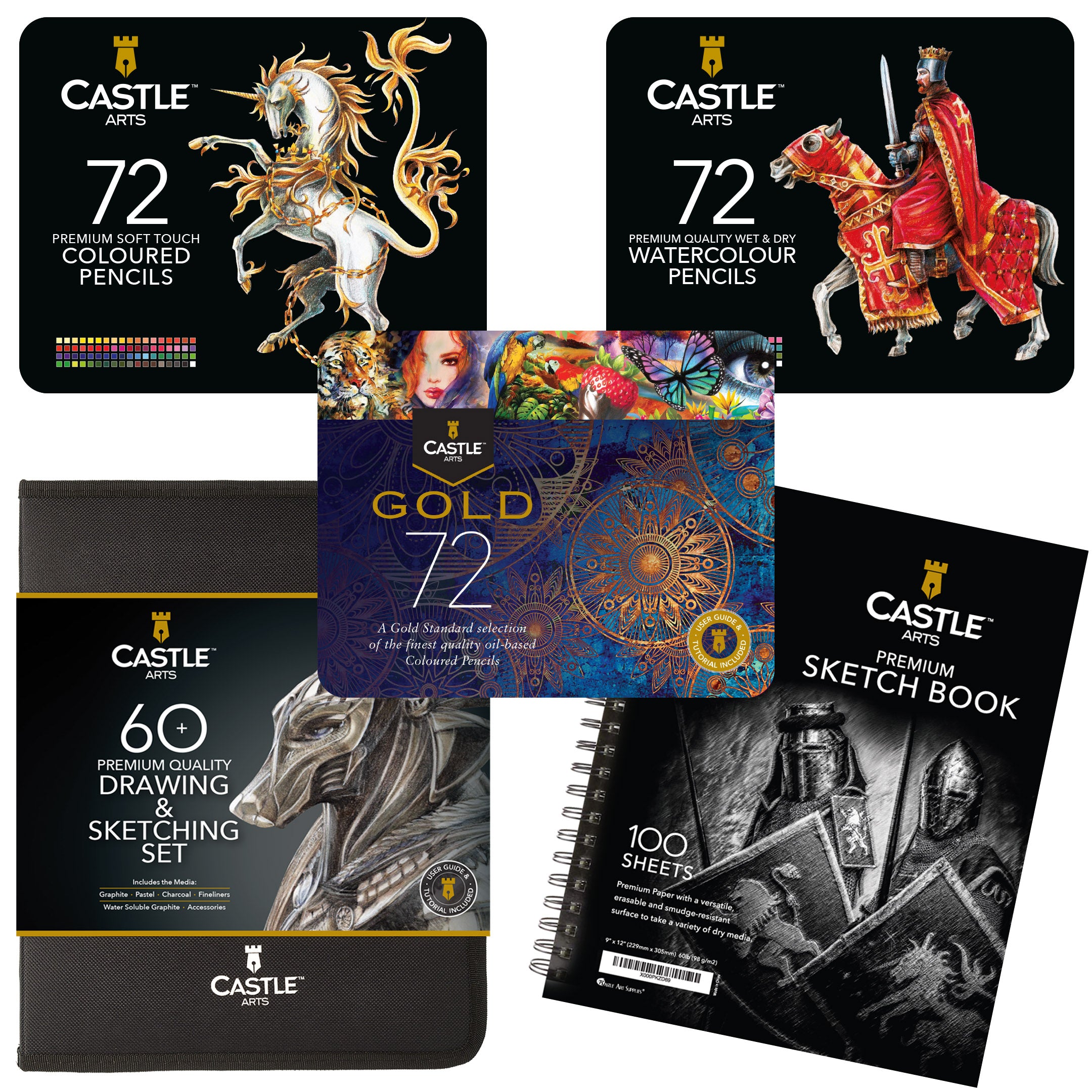 Castle Arts | 278 Piece Premium Drawing and Colouring Pencil Tin Bundle