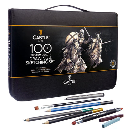 100 Pièces Dessin Et Croquis Crayons Graphite Ensemble D'art Dans Un Étui À Fermeture Éclair