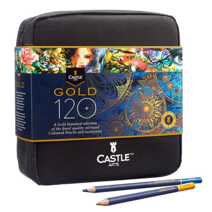 120-delige <tc>Castle Gold</tc> kleurpotlodenset in etui met ritssluiting