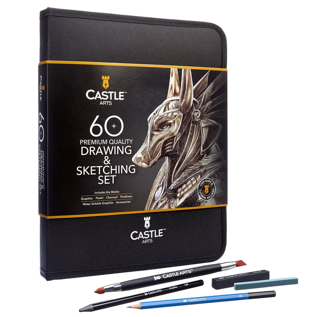 Set da 60 matite per disegni e schizzi in grafite in custodia con cerniera