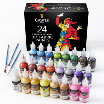 24 Piece 3D Fabric Paint Set